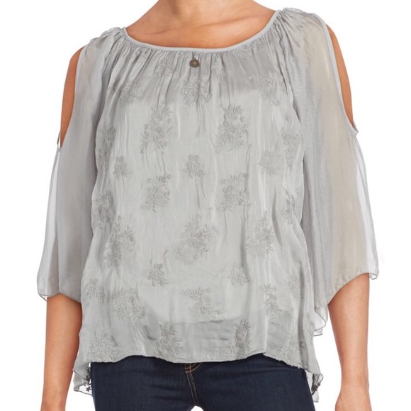 Saks Fifth Avenue Cold Shoulder Silk Top - Picture 1 of 4
